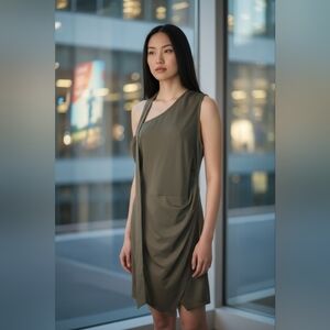 Grace Karin One Shoulder Olive Dress
